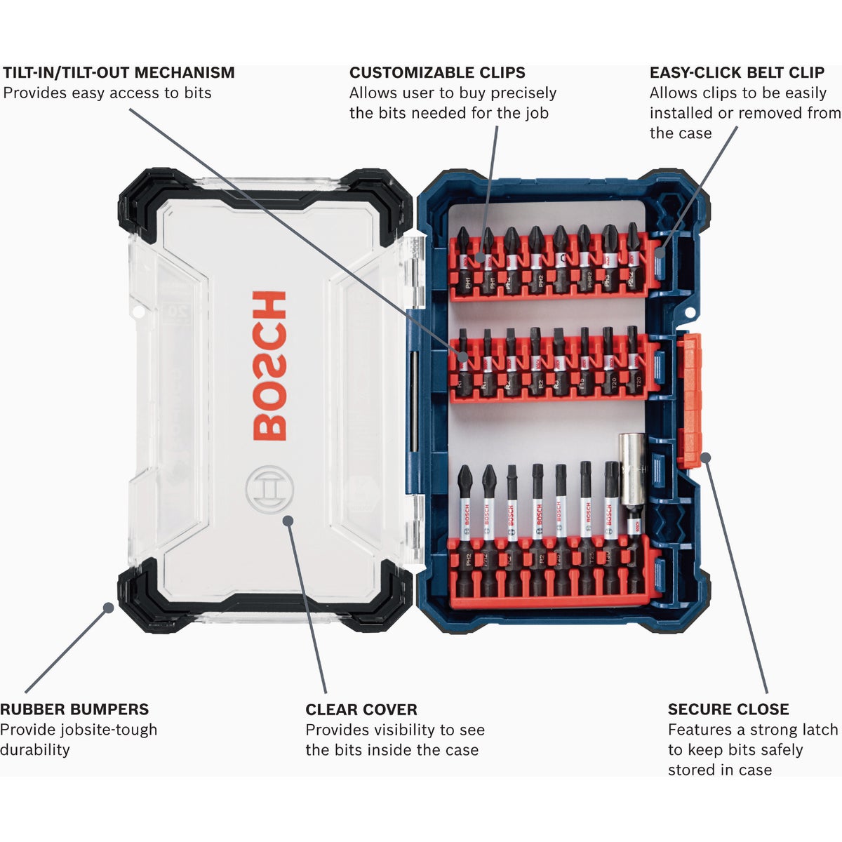 Bosch Impact Tough Screwdriver Bit Custom Case System Set (24-Piece) Image 2