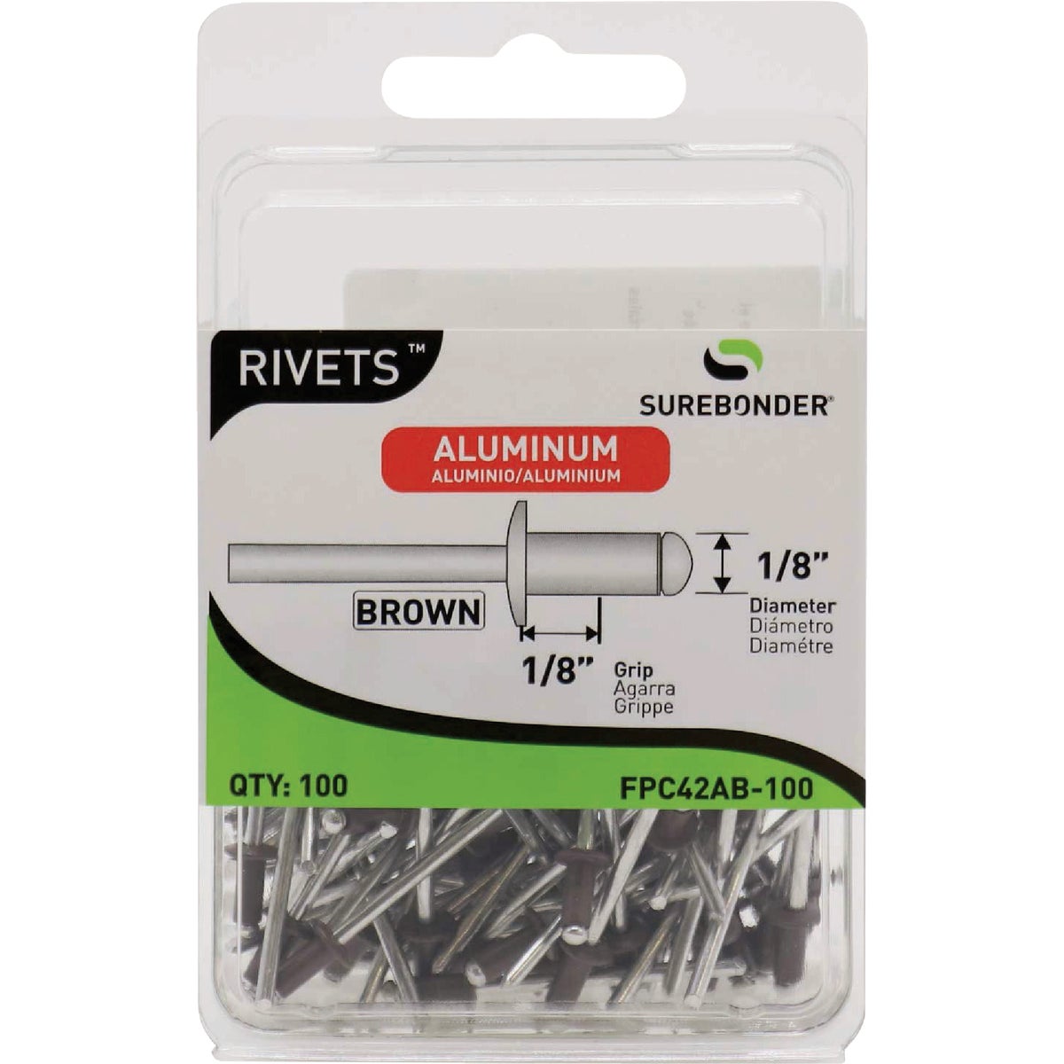 Surebonder 1/8 In. x 1/8 In. Brown Aluminum Rivet (100-Pack)