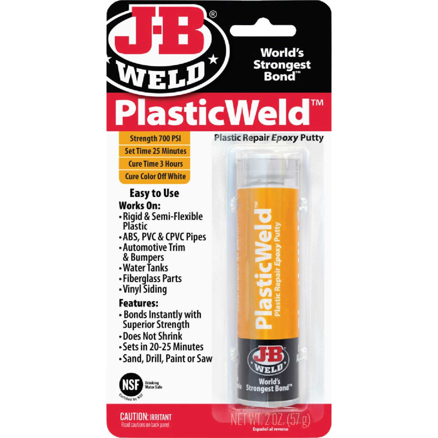 J-B Weld 2 Oz. PlasticWeld Epoxy Putty Image 1