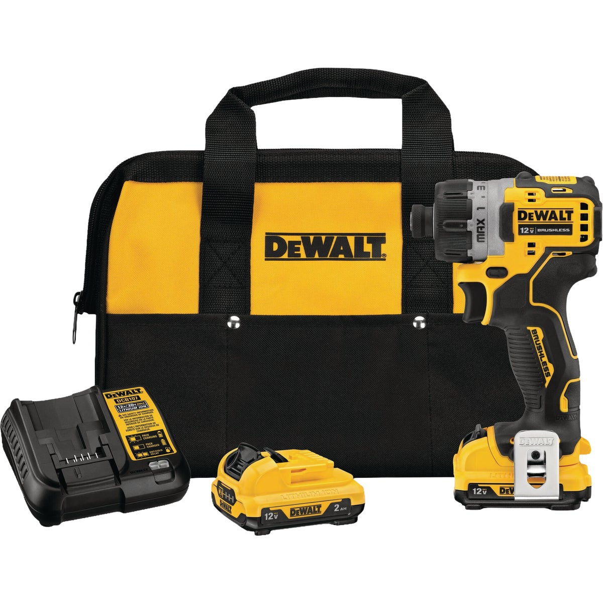 DEWALT XTREME 12V MAX 1/4 In. Brushless Cordless Screwdriver Kit with (2) 2.0 Ah Batteries & Charger