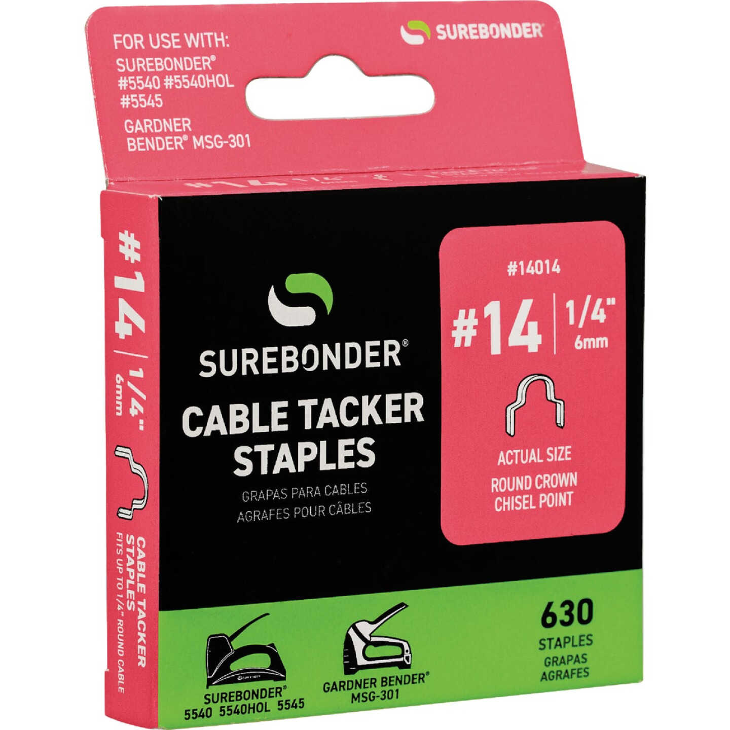 Surebonder 1/4 In. Cable Tacker Staples (630-Pack) Image 2