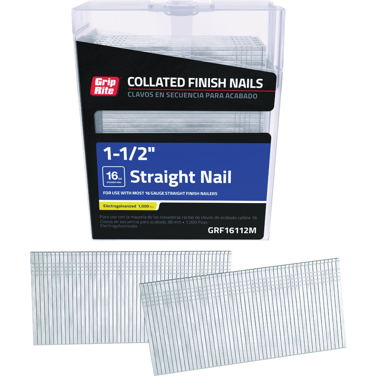 Grip-Rite 1-1/2 In. 16 ga Electrogalvanized Straight Collated Finishing Nail (1000-Count)