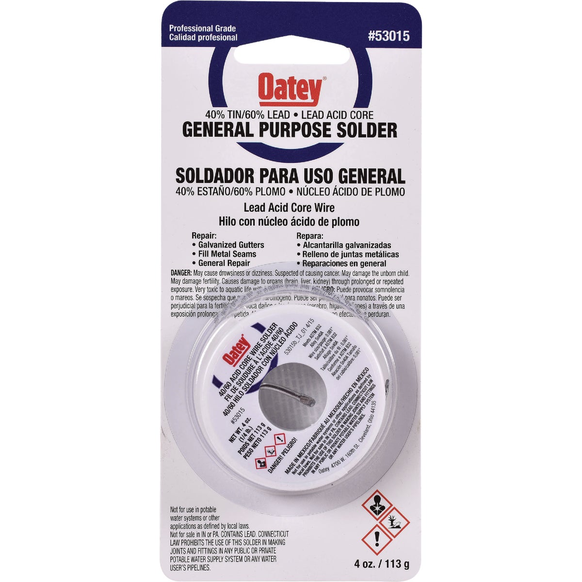 Oatey 1/4 Lb. 40/60 Acid Core Wire Solder