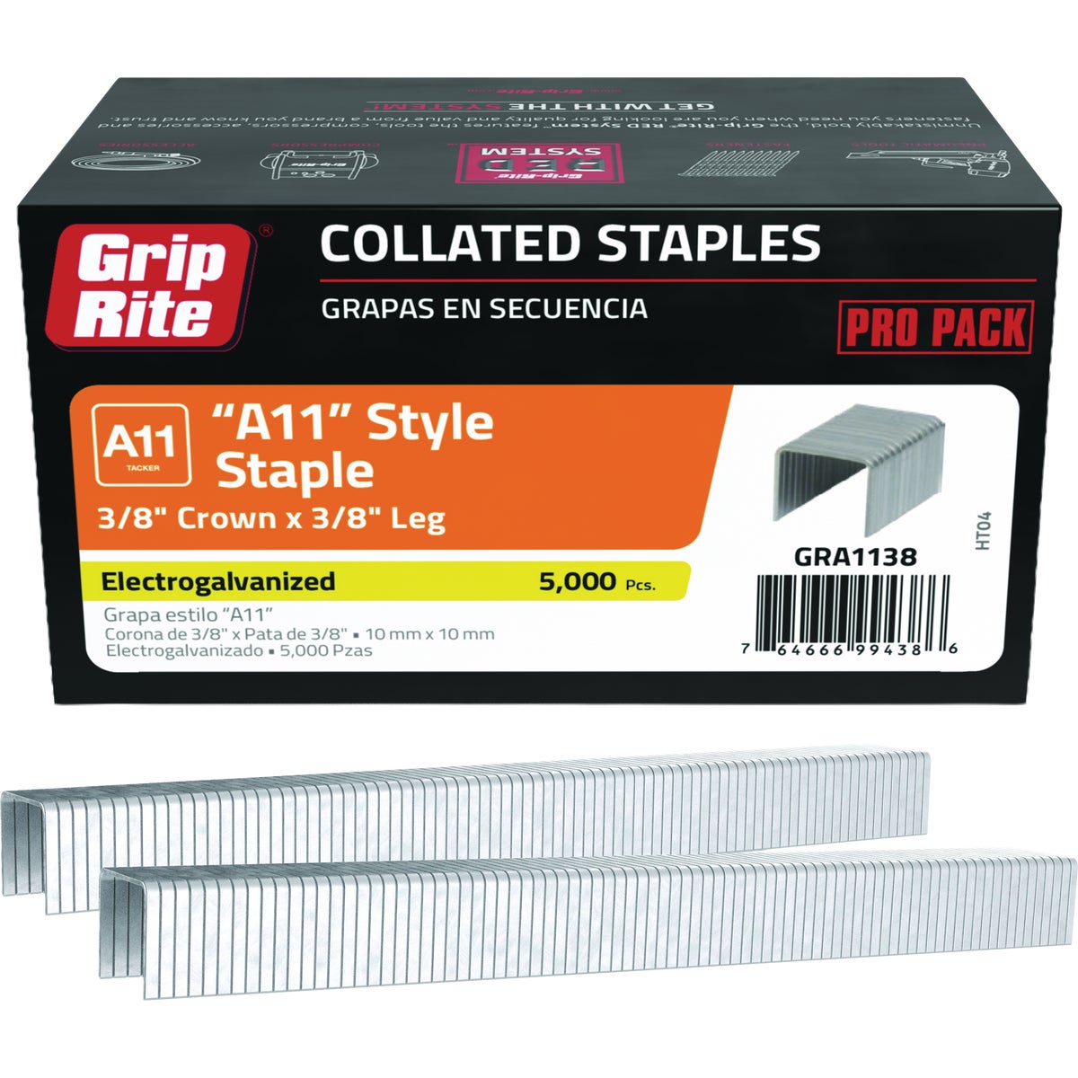 Grip-Rite 3/8 In. x 3/8 In. Electrogalvanized Hammer Tacker Staple (5000-Count)