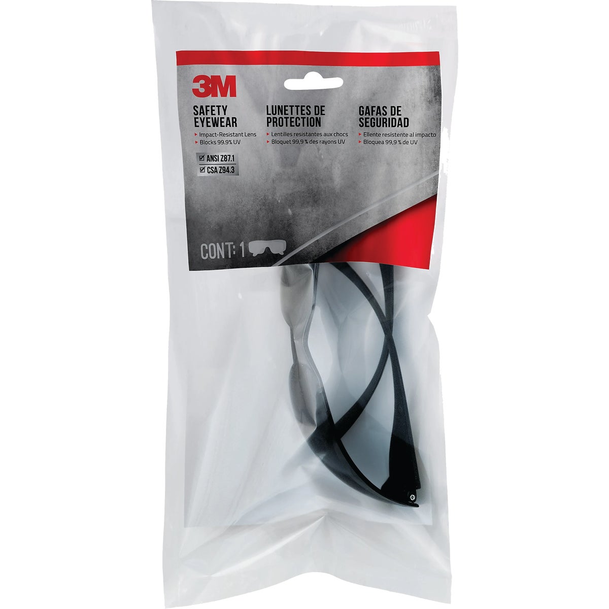 3M Gray Frame Safety Glasses with Anti-Scratch Gray Lenses