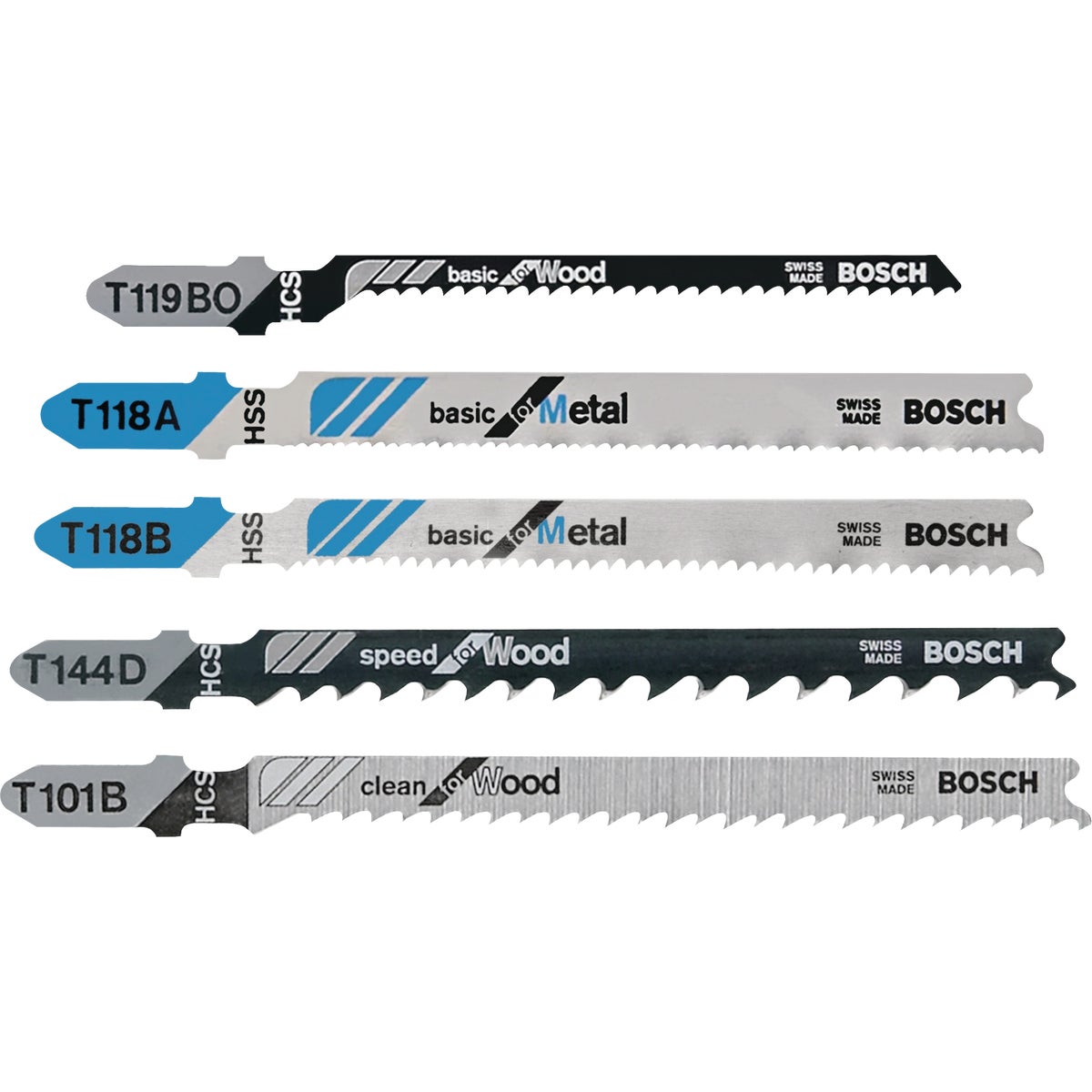 Bosch T-Shank Jig Saw Blade Set for Wood & Metal (5-Piece)