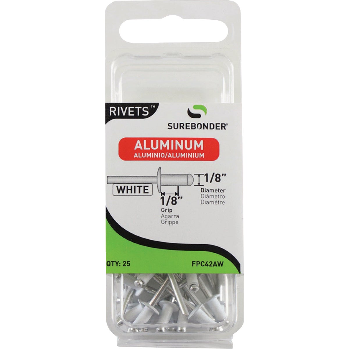 Surebonder 1/8 In. x 1/8 In. White Aluminum Rivet (25-Pack)