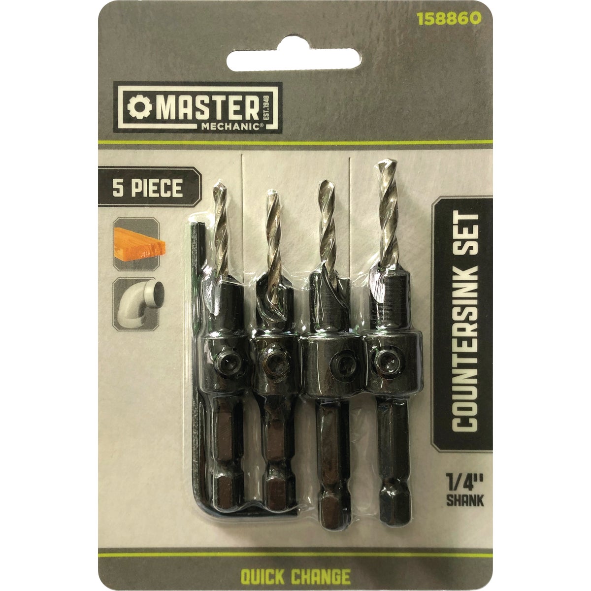 Master Mechanic 1/4 In. Hex Shank Quick-Change Countersink Bit Set (4-Piece)