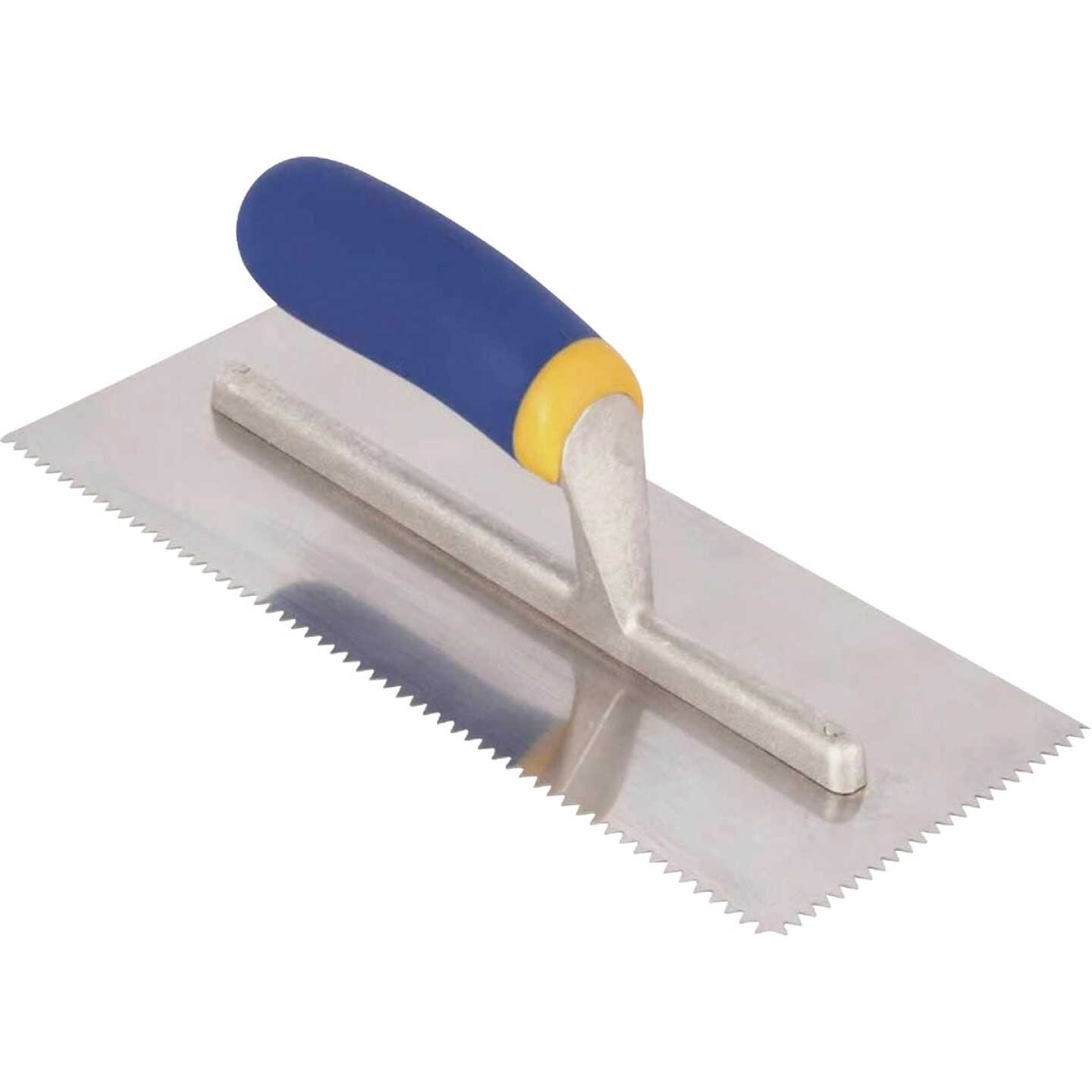 QEP 3/16 In. x 5/32 In. Stainless Steel V-Notched Trowel with Comfort Grip Image 1