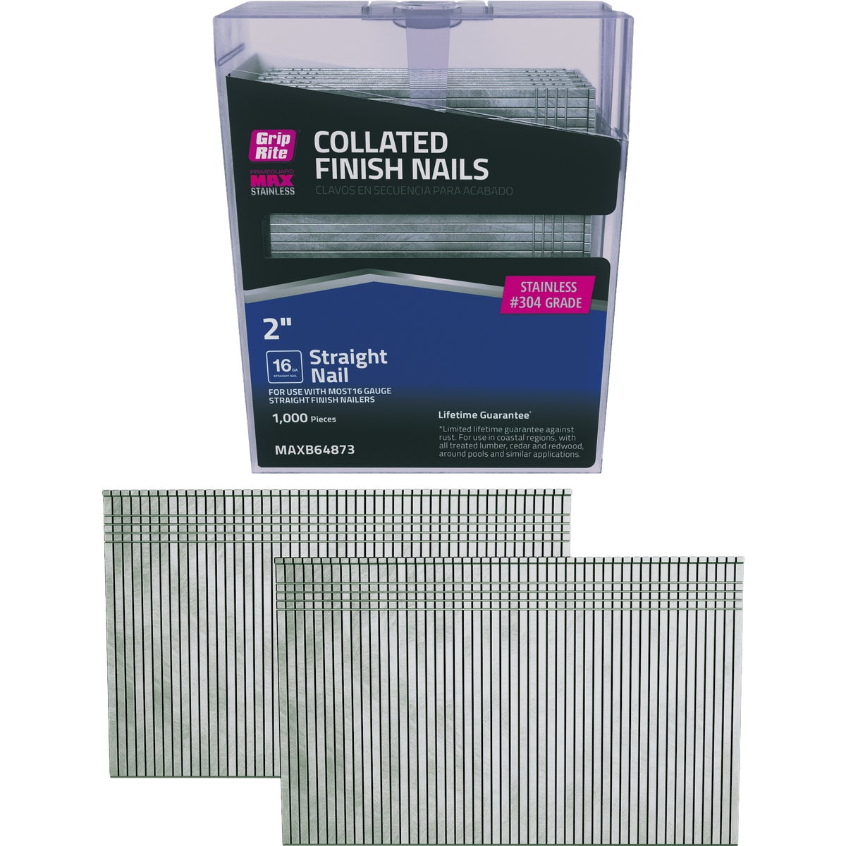 Grip-Rite 2 In. x 16 ga #304 Stainless Steel Straight Collated Finishing Nail (1000-Count)