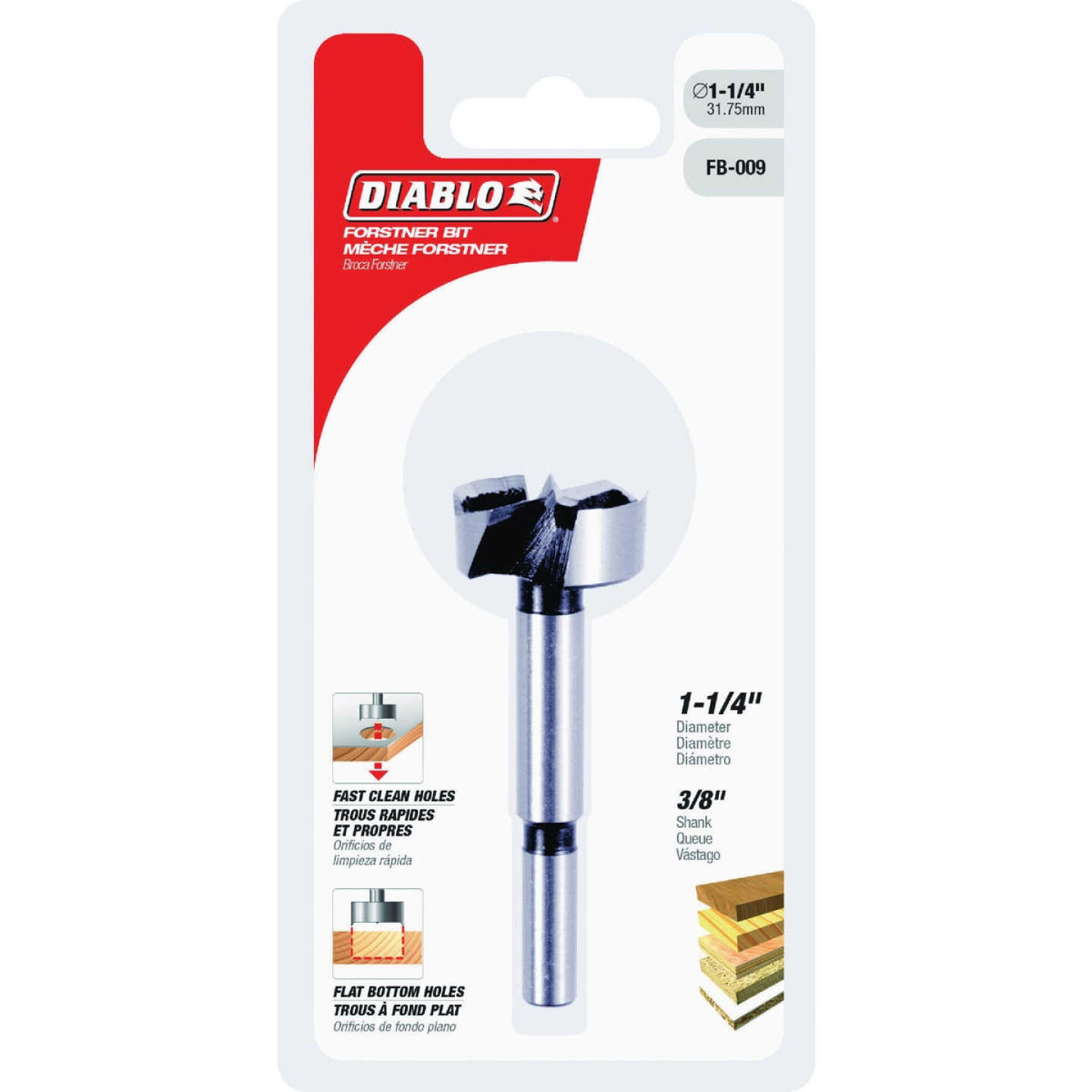 Diablo 1-1/4 In. x 3-1/2 In. HSS Forstner Drill Bit Image 1