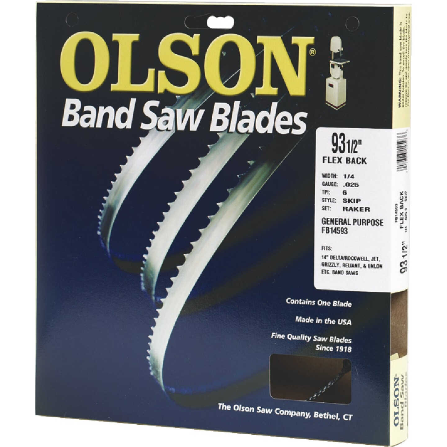 Olson 93-1/2 In. x 1/4 In. 6 TPI Skip Flex Back Band Saw Blade Image 1