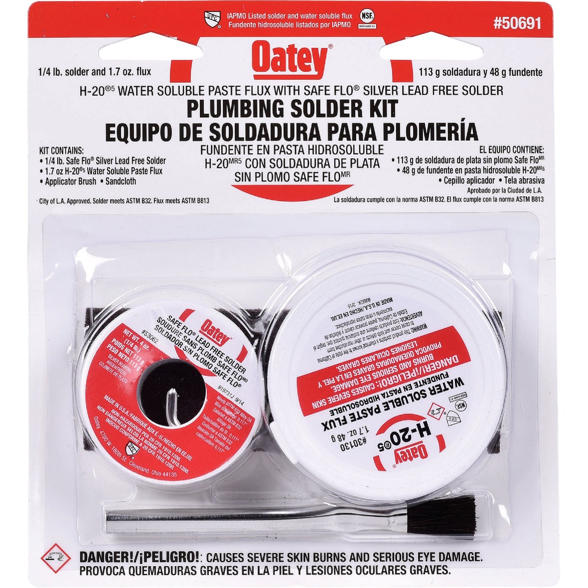 Oatey 4 Oz. Safe-Flo Solder and 1.7 Oz. H2O No. 95 Flux Kit