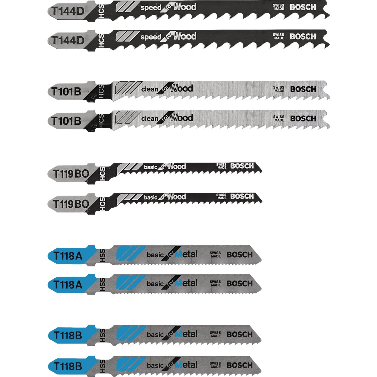 Bosch T-Shank Jig Saw Blade Set (10-Piece)