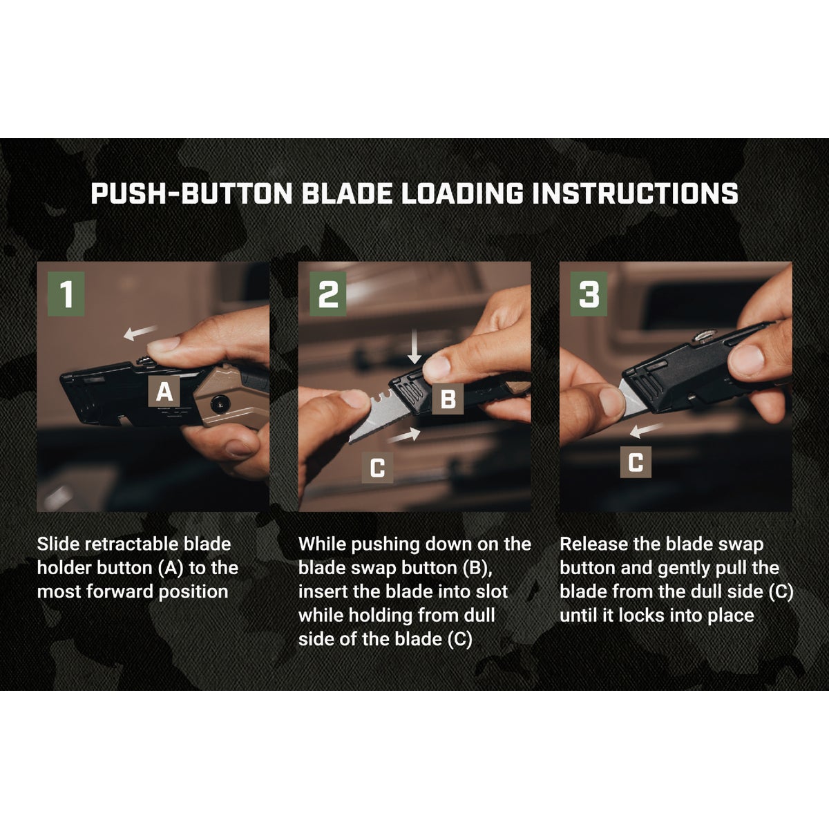 Spec Ops Retractable-Blade Folding Utility Knife with (3) Blades Image 4