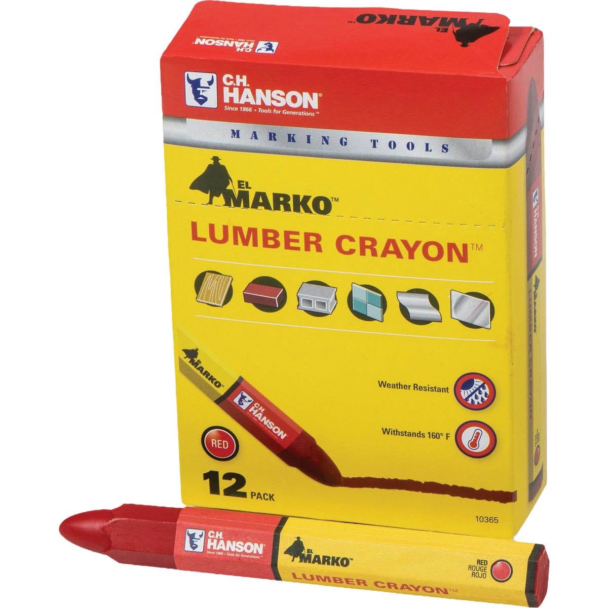 CH Hanson Red Lumber Crayon (12-Pack) Image 3