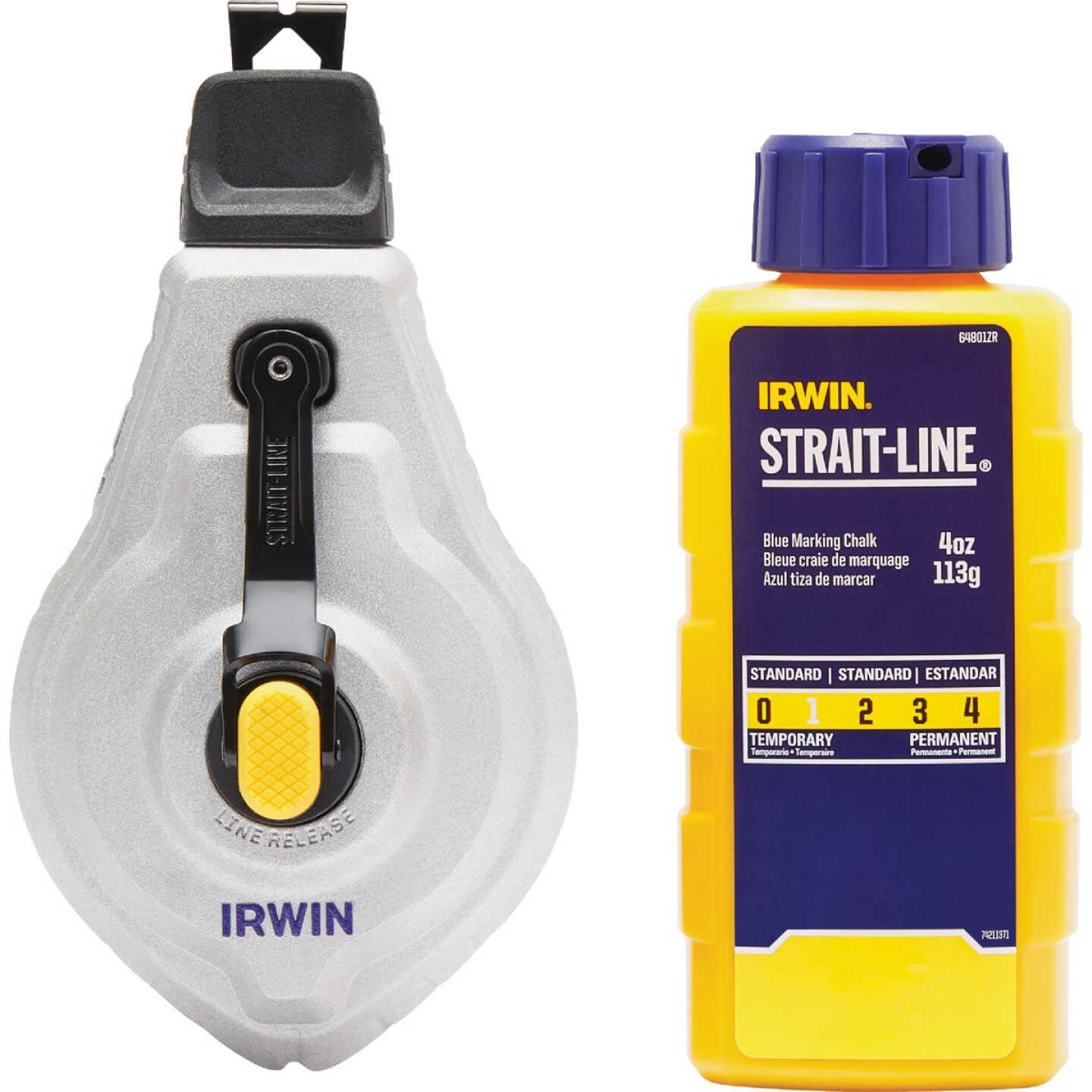 Irwin STRAIT-LINE Mach6 100 Ft. Chalk Line Reel and Chalk, Blue Image 1