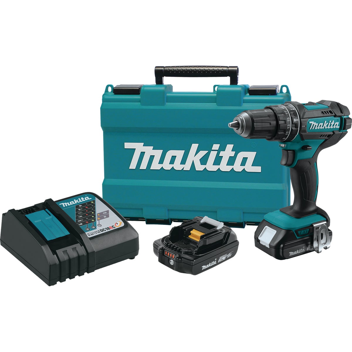 Makita 18V LXT Lithium-Ion 1/2 In. Compact Cordless Hammer Drill Kit