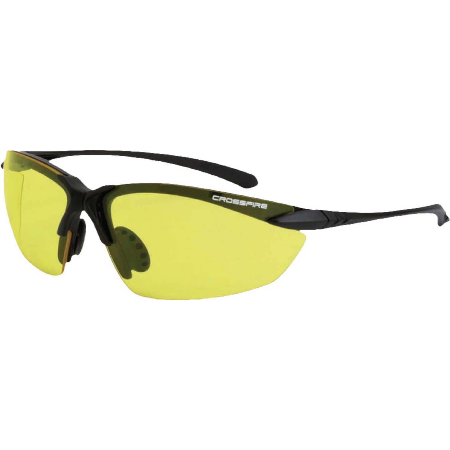Crossfire Sniper Premium Matte Black Frame Safety Glasses with Yellow Lens Image 1