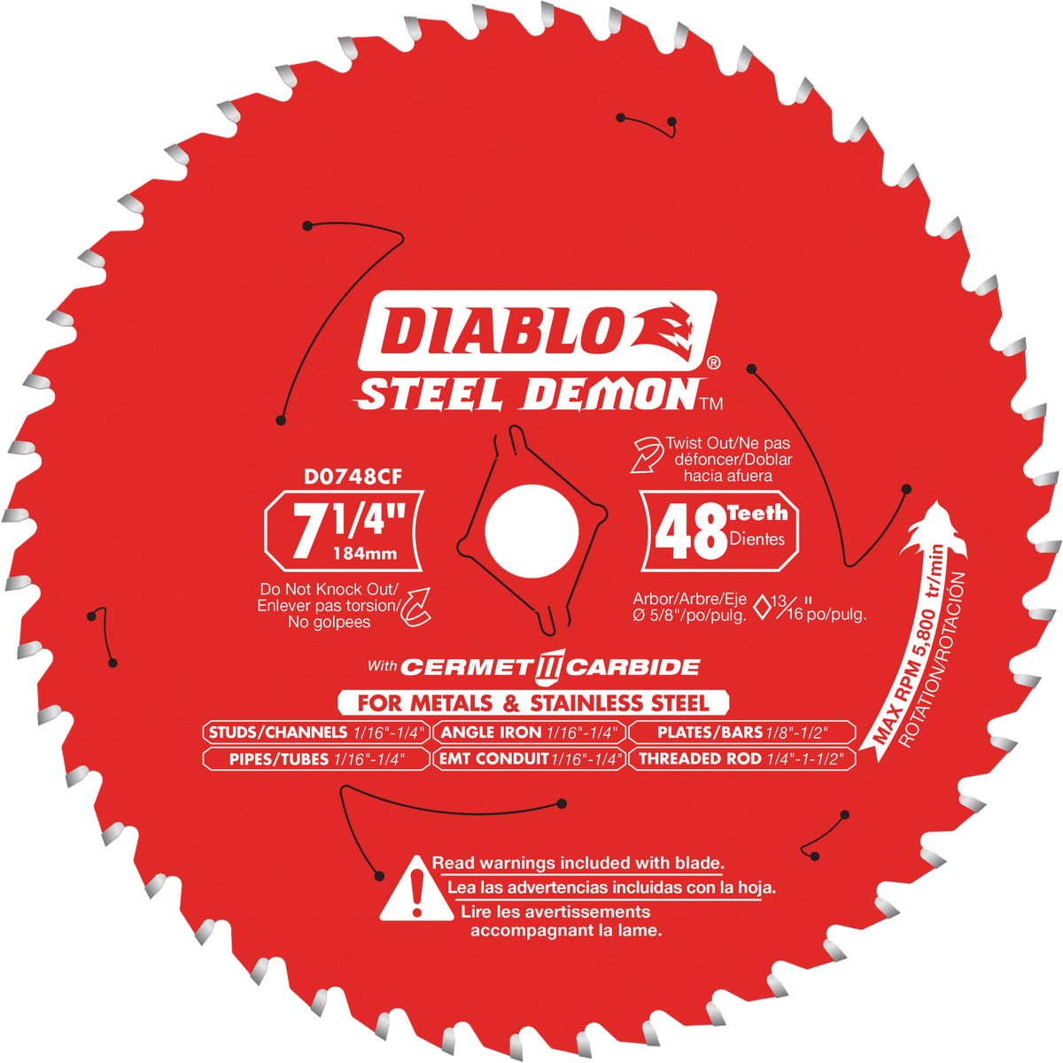 Diablo Steel Demon 7-1/4 In. 48-Tooth Cermet II Metal Circular Saw Blade Image 1