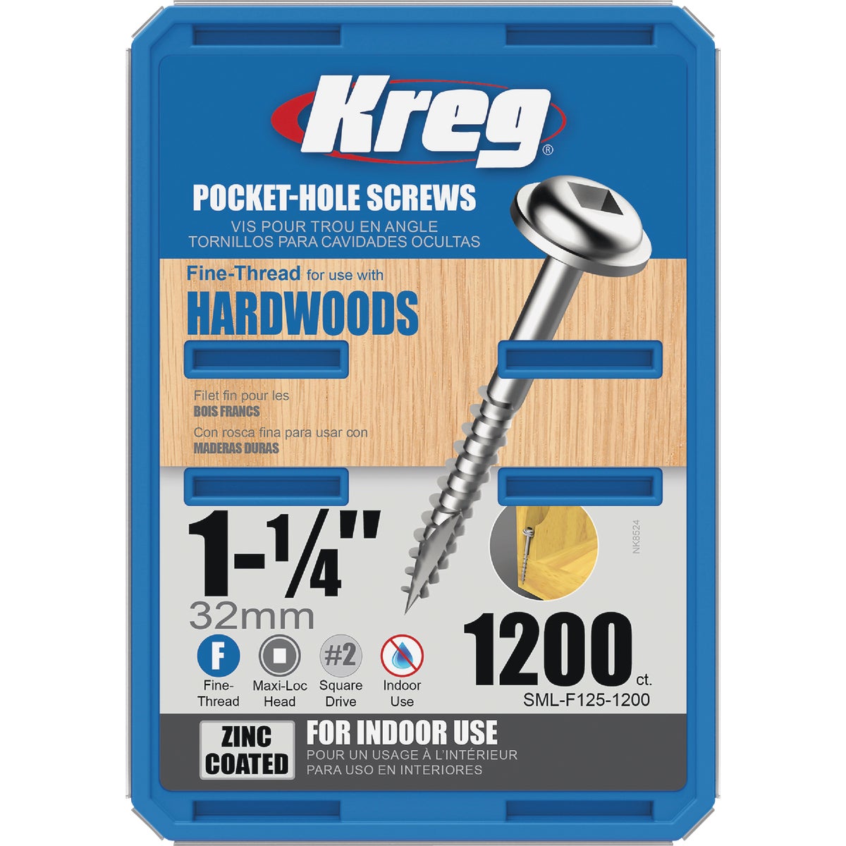Kreg #7 x 1-1/4 In. Square Fine Thread Maxi-Loc Head Zinc Pocket-Hole Screw (1200 Ct.) Image 4