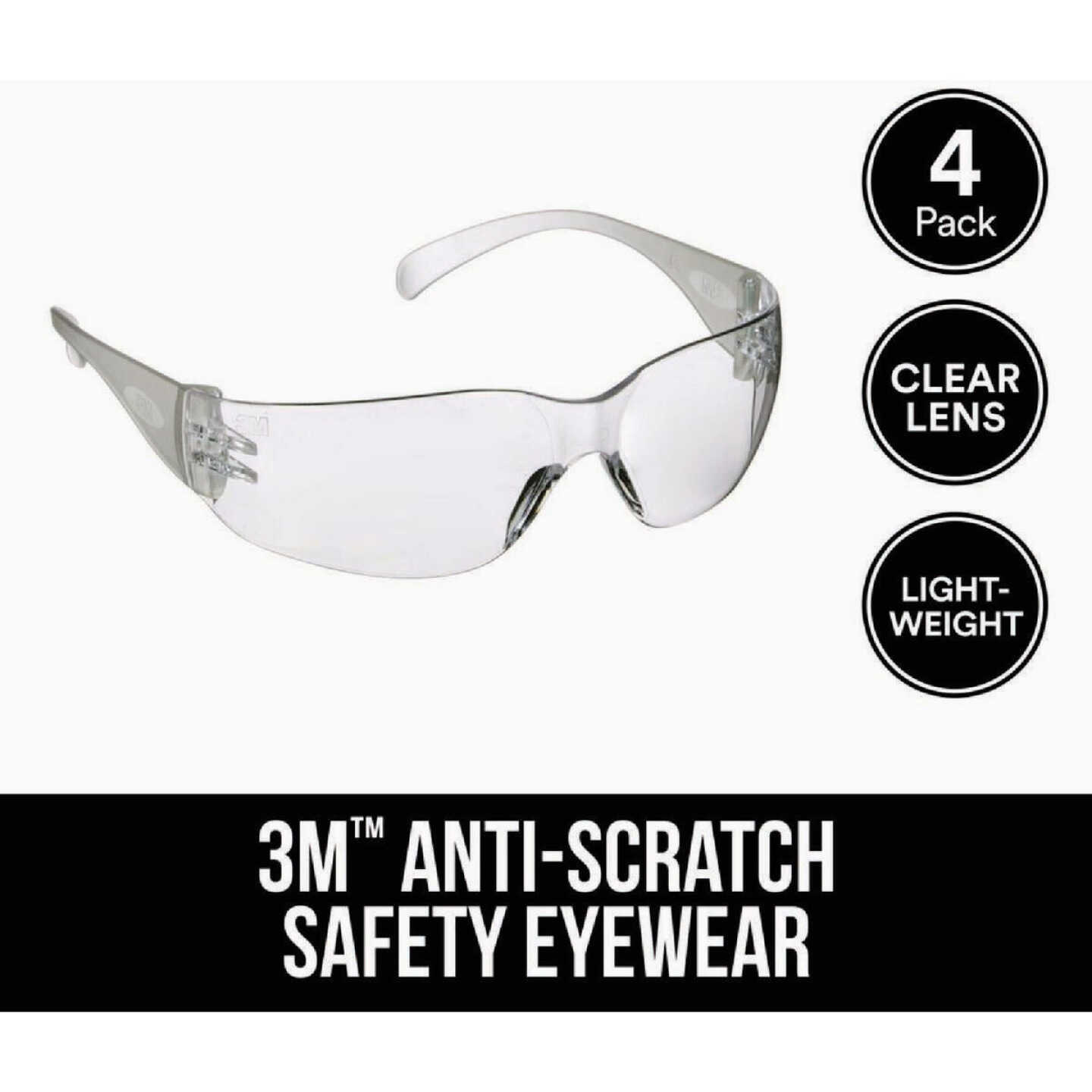 3M Clear Frame Safety Glasses with Anti-Scratch Clear Lenses Image 2