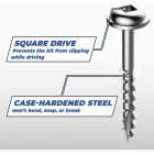 Kreg #8 x 1-1/2 In. Square Coarse Thread Maxi-Loc Head Zinc Pocket-Hole Screw (100 Ct.) Image 3