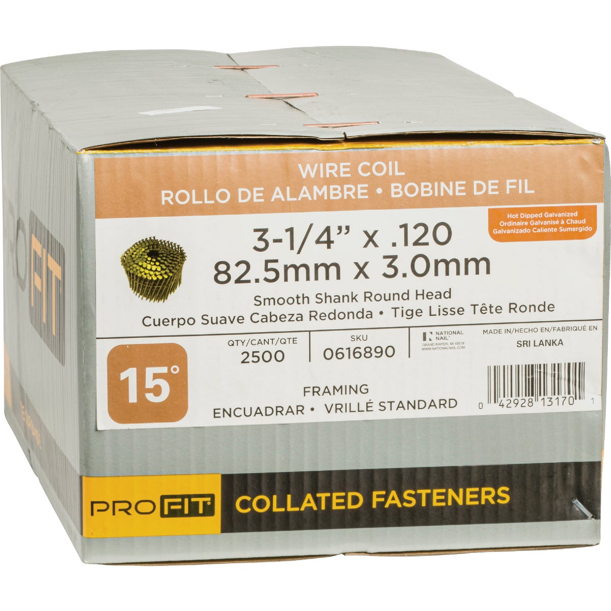 Pro-Fit 3-1/4 In. x 0.120 In. 15 Degree Wire Weld Hot Dipped Galvanized Coil Framing Nail (2500 Ct.) Image 2