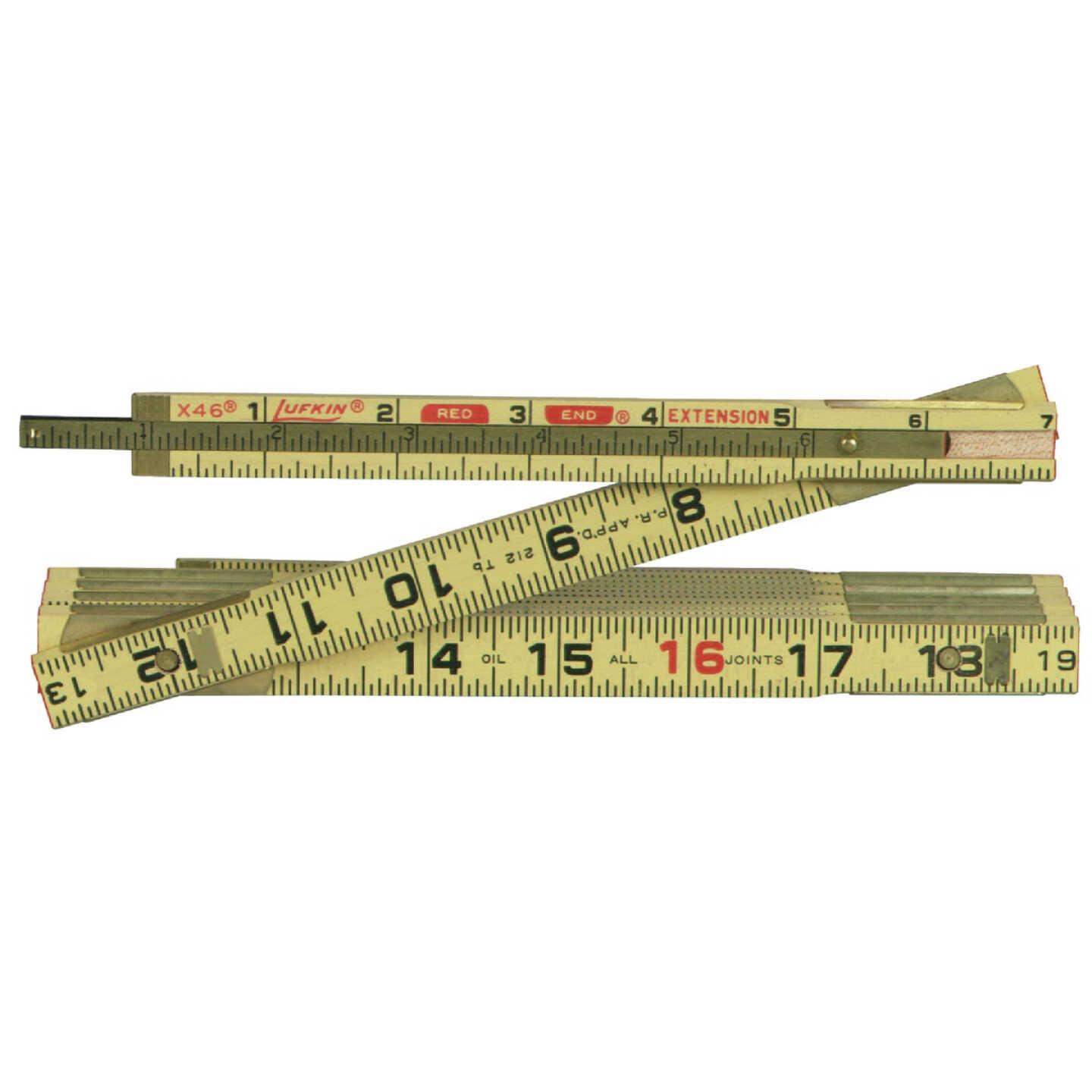 Crescent Lufkin Red End 6 Ft. x 5/8 In. Wood Folding Rule, with Two 6 In. Slide Extensions Image 1