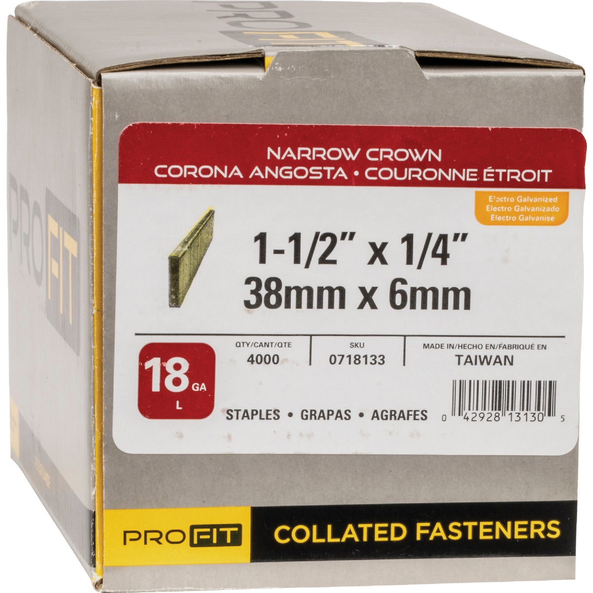 Pro-Fit 1/4 In. x 1-1/2 In. 18 Gauge Electro Galvanized L-Style Narrow Crown Staple (4000 Ct.) Image 2