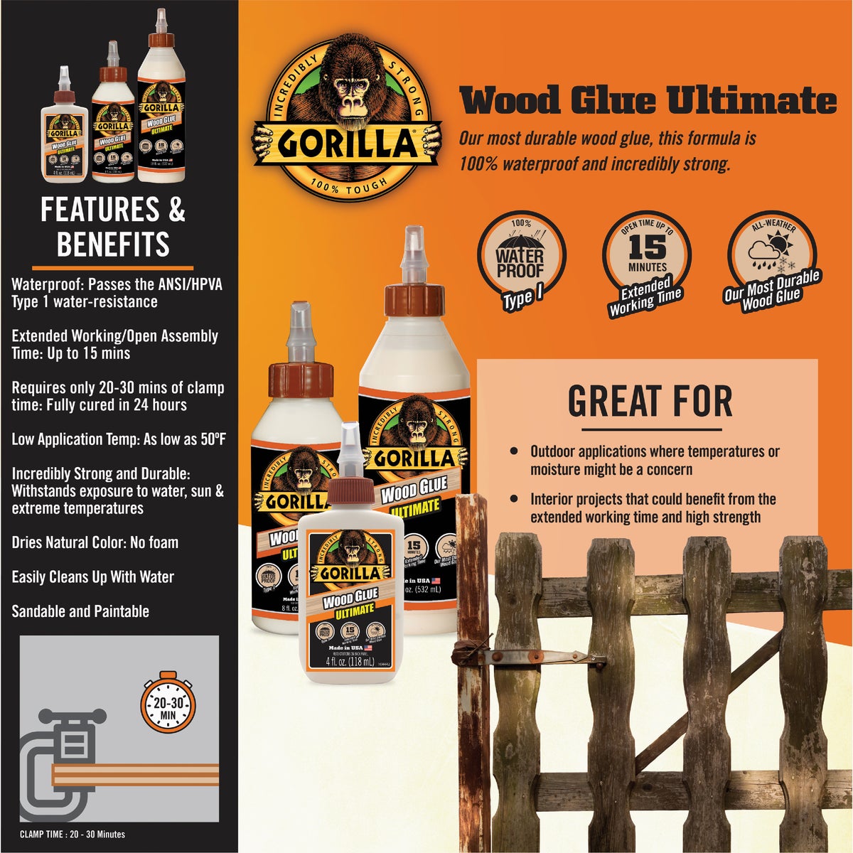 Gorilla 8 Oz. Ultimate Wood Glue Image 4