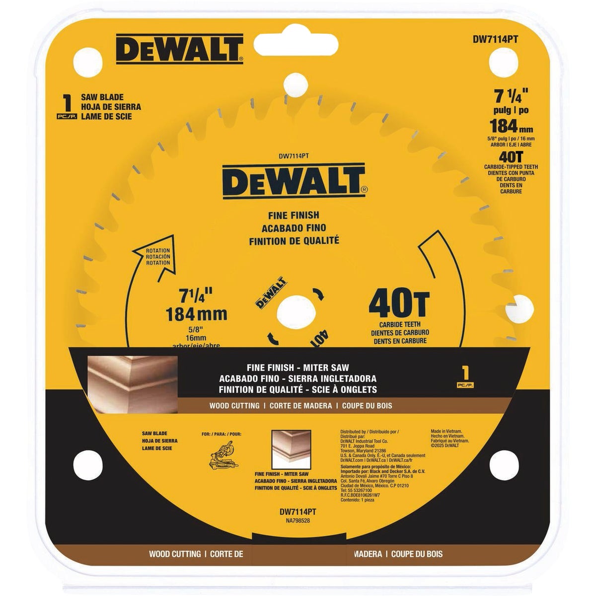 DEWALT 7-1/4 In. 40-Tooth Precision Trim Miter Saw Blade Image 2