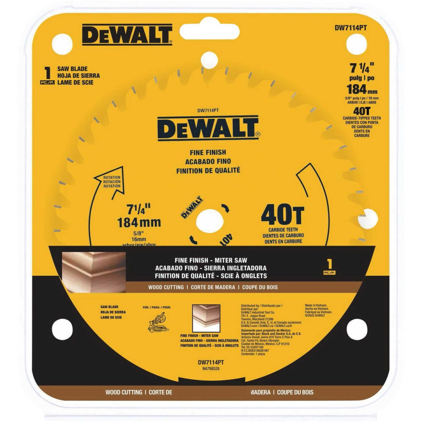 DEWALT 7-1/4 In. 40-Tooth Precision Trim Miter Saw Blade Image 2