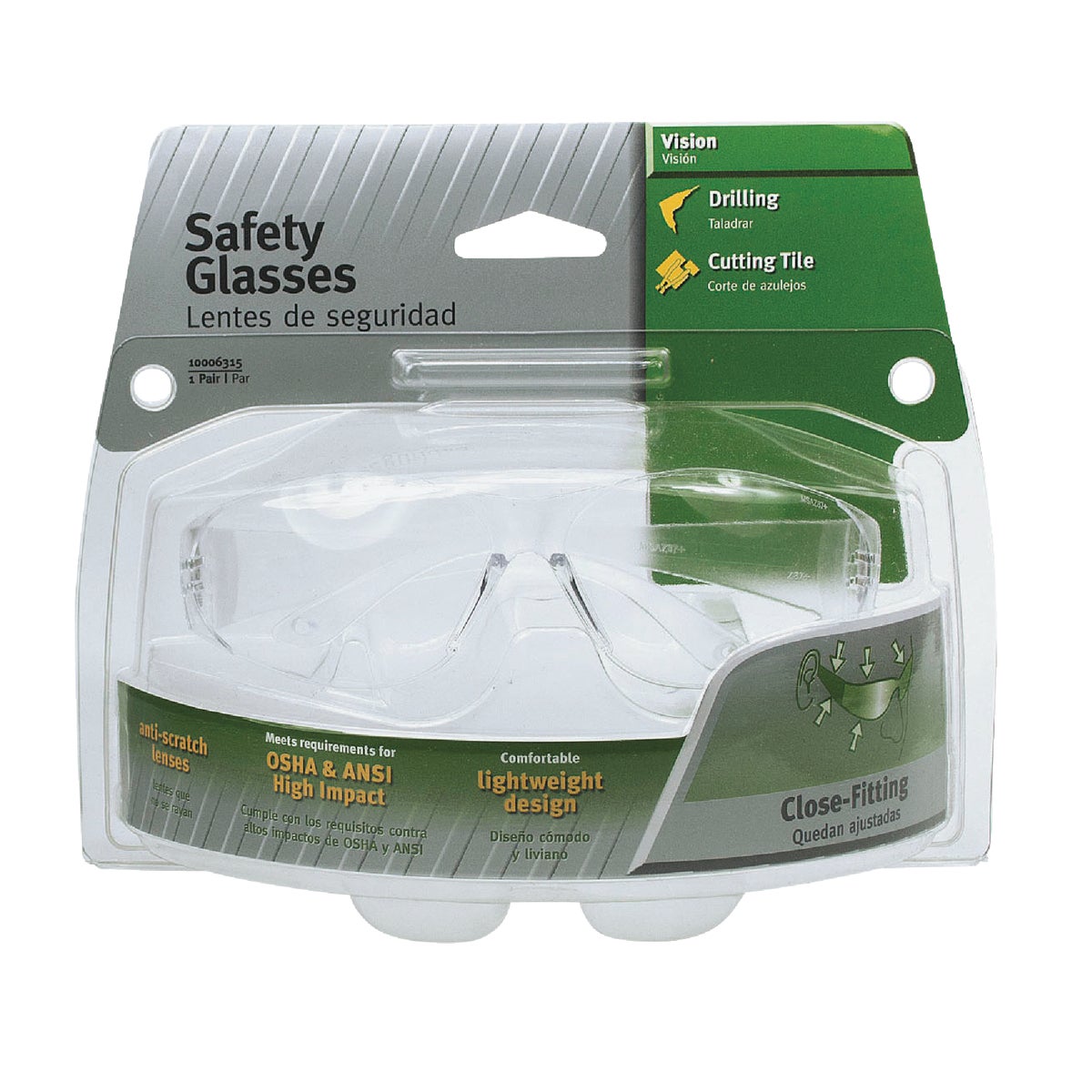 Safety Works Close Fitting Clear Frame Safety Glasses with Anti-Fog Clear Lenses Image 2