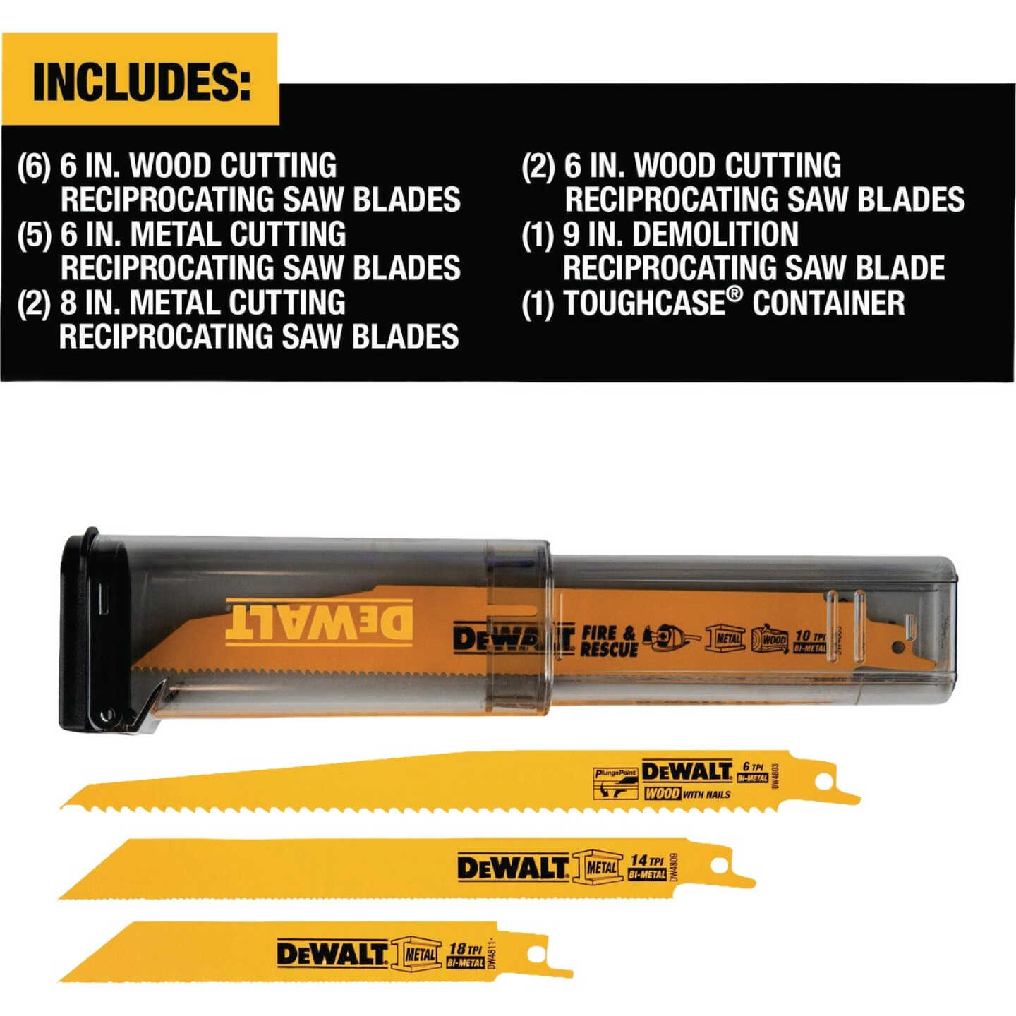 DEWALT Bi-Metal Reciprocating Saw Blade Set (16-Piece) Image 3