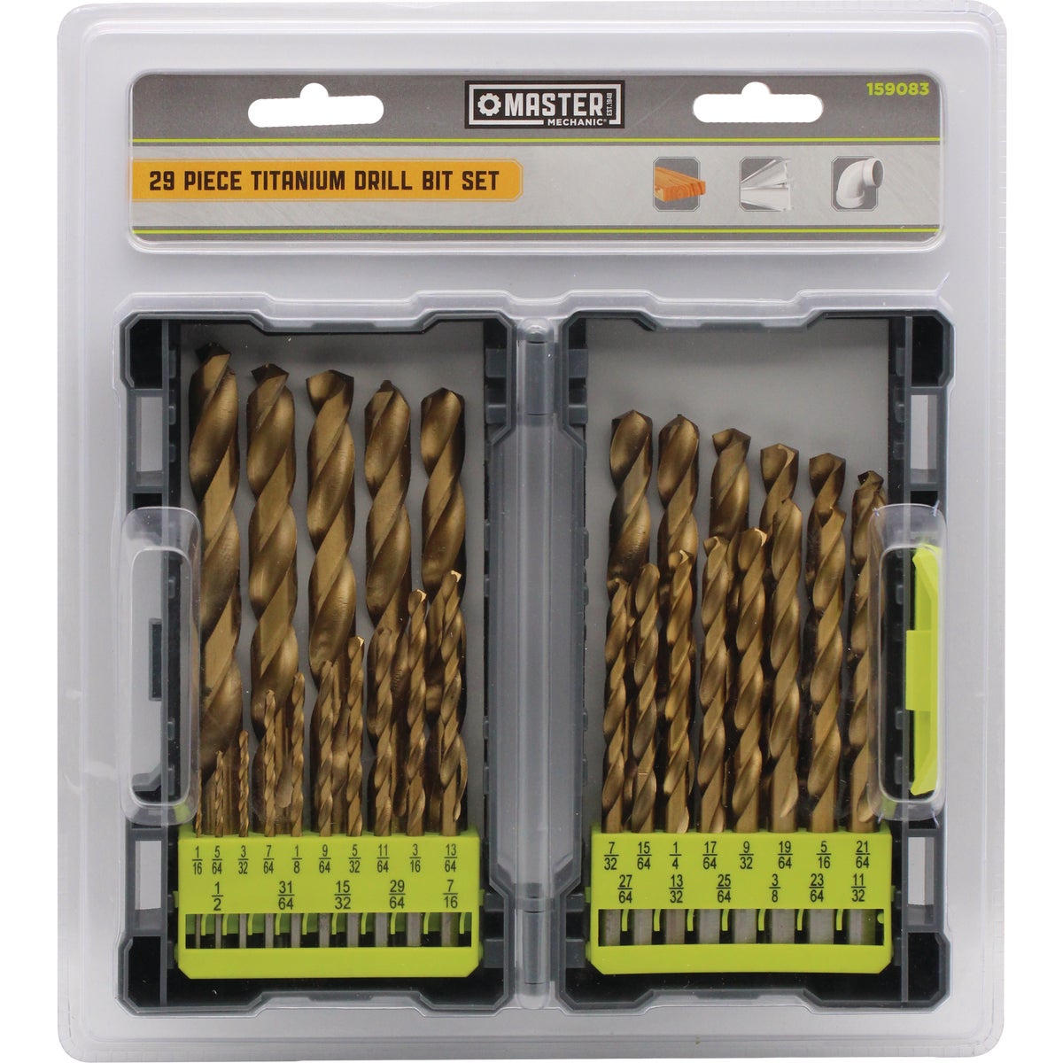Master Mechanic Titanium Nitride Coated Drill Bit Set (29-Piece)