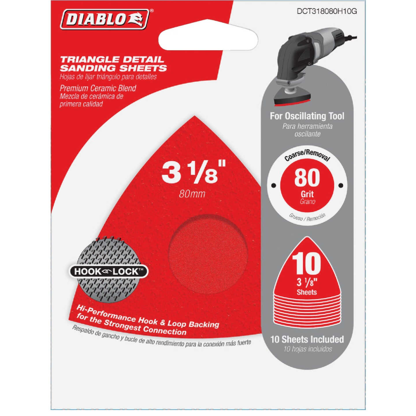 Diablo 80-Grit (Coarse) 3-1/8 In. Oscillating Detail Triangle Sanding Sheets (10-Pack) Image 1