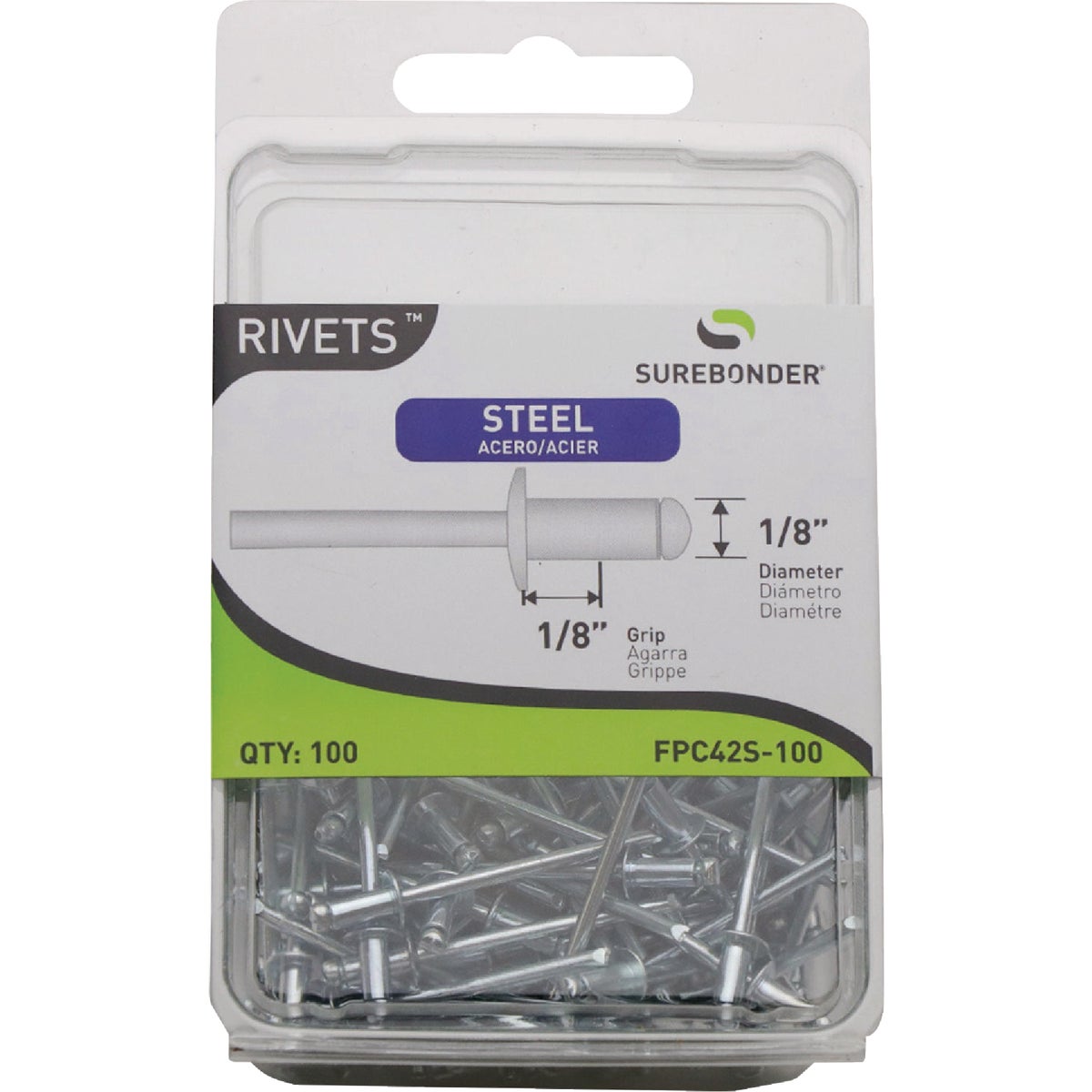 Surebonder 1/8 In. x 1/8 In. Steel Rivet (100-Pack)