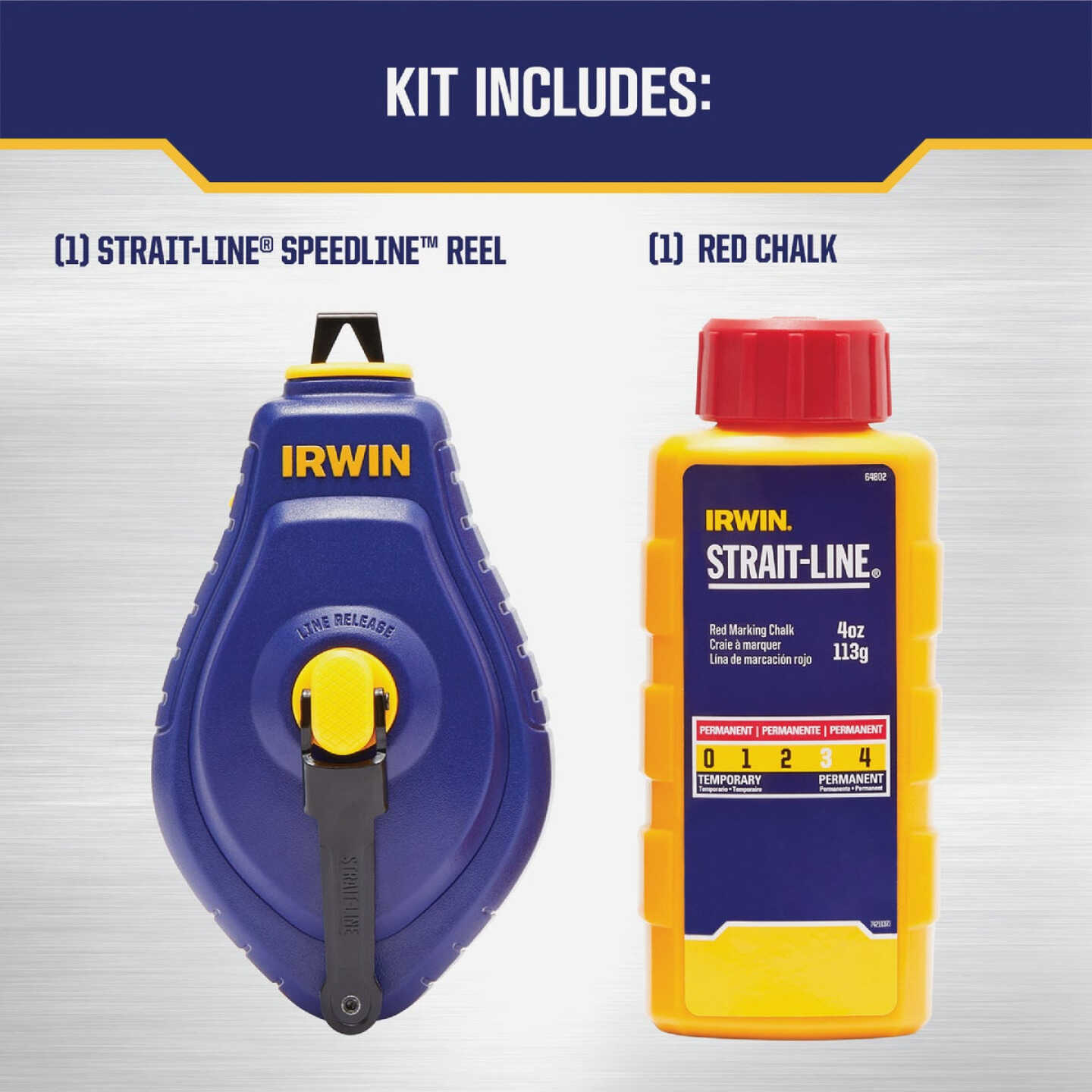 Irwin STRAIT-LINE Speed-Line 100 Ft. Chalk Line Reel and Chalk, Red Image 2