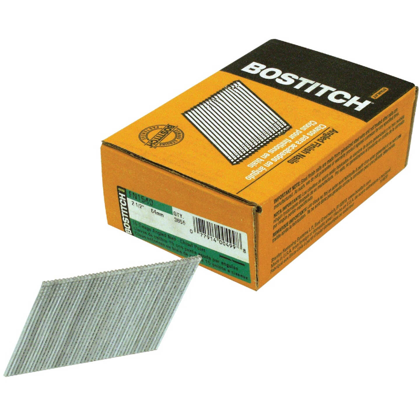 Bostitch 15-Gauge Coated 25 Degree FN-Style Angled Finish Nail, 2-1/2 In. (3655 Ct.) Image 1