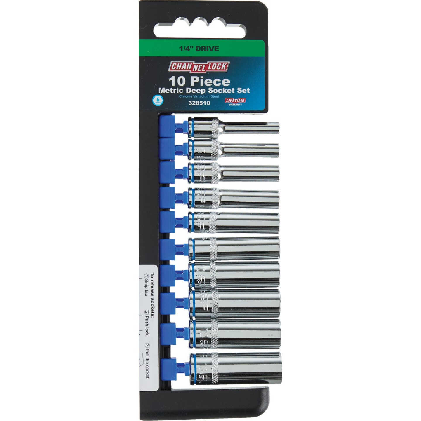 Channellock Metric 1/4 In. Drive 6-Point Deep Socket Set (10-Piece) Image 7