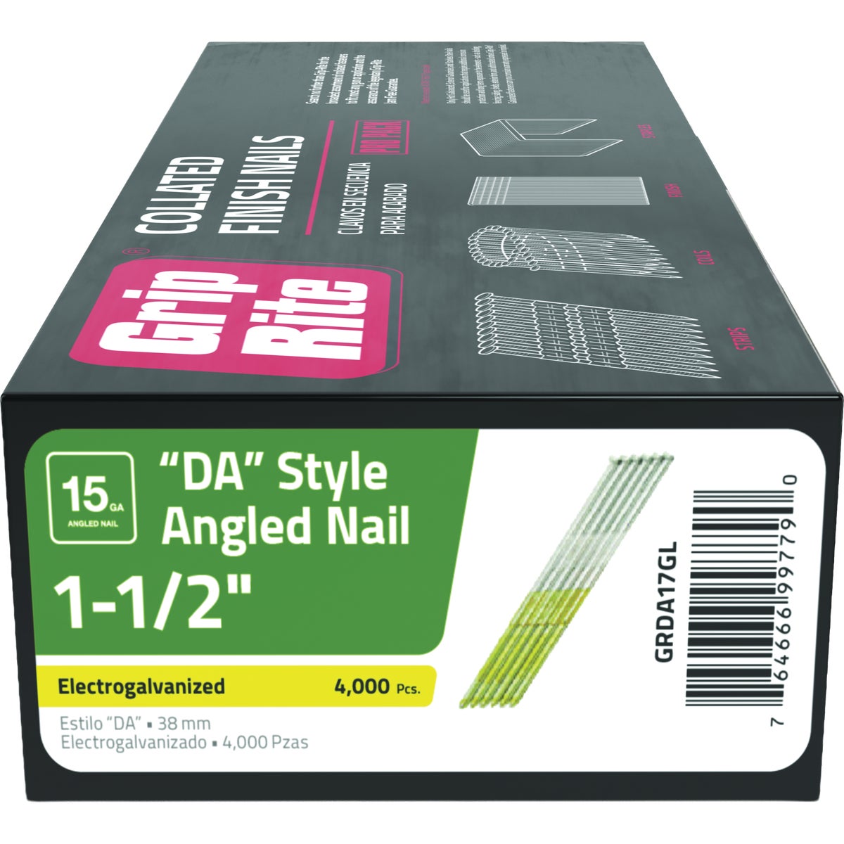 Grip-Rite 1-1/2 In. 15 ga Electrogalvanized DA-Style Collated Finishing Nail (4000-Count)