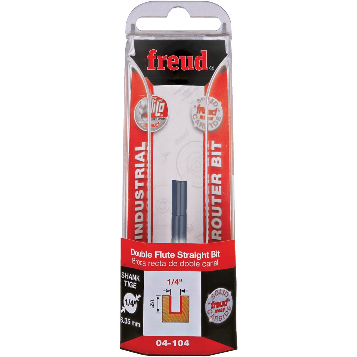 Freud 1/4 In. x 1/2  In. Double Flute Straight Router Bit Image 1