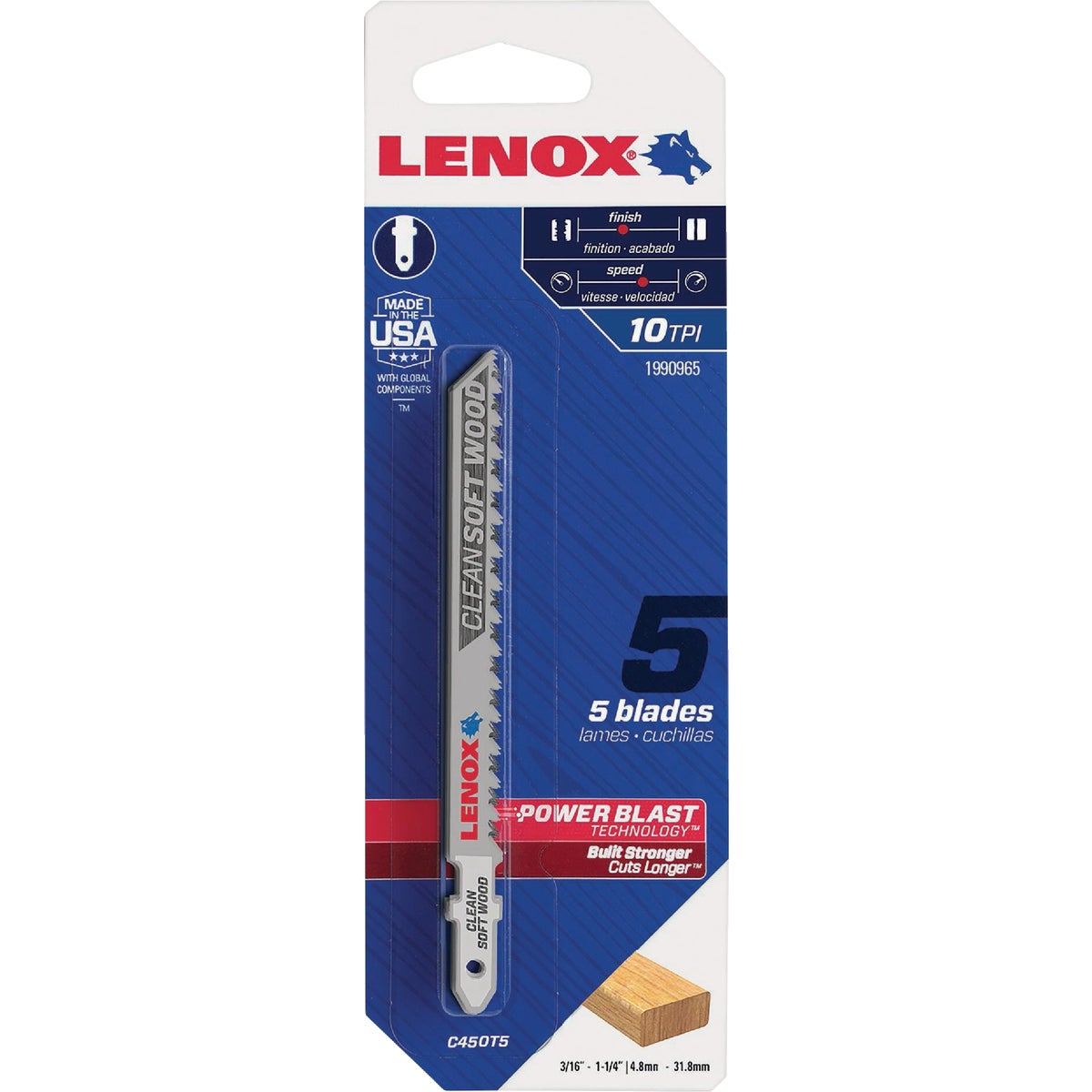 Lenox 4 In. x 10 TPI T-Shank Jig Saw Blade for Clean Wood (5-Pack) Image 2