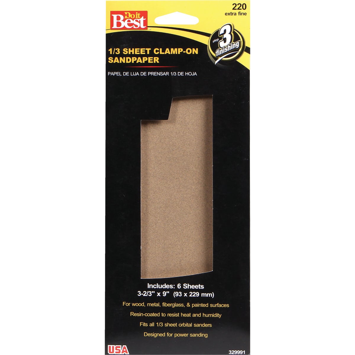 Do it Best Aluminum Oxide 220C Grit 1/3 Sheet Power Sanding Sheet (6-Pack) Image 1