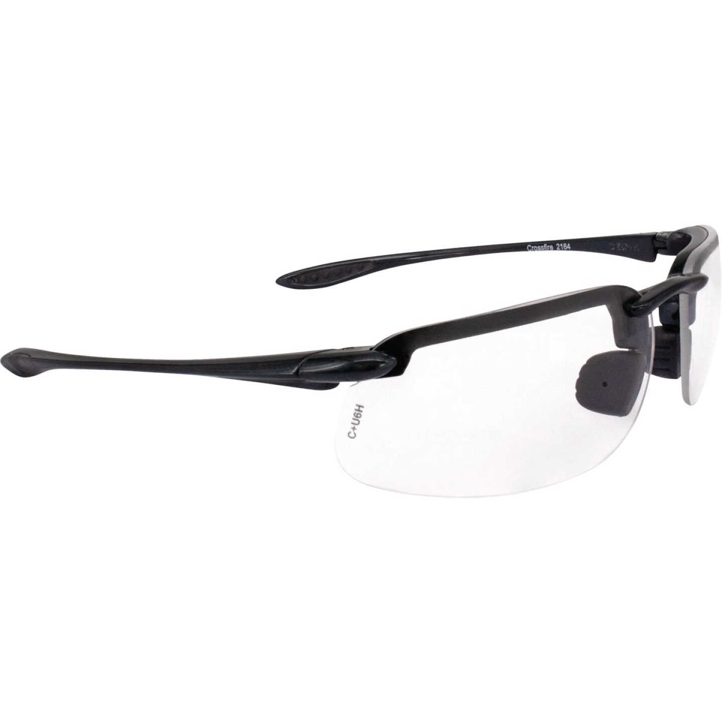 Crossfire ES4 Premium Shiny Pearl Gray Frame Safety Glasses with Clear Lens Image 1
