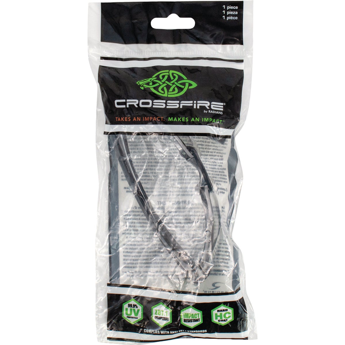 Crossfire ES4 Premium Shiny Pearl Gray Frame Safety Glasses with Clear Lens Image 2