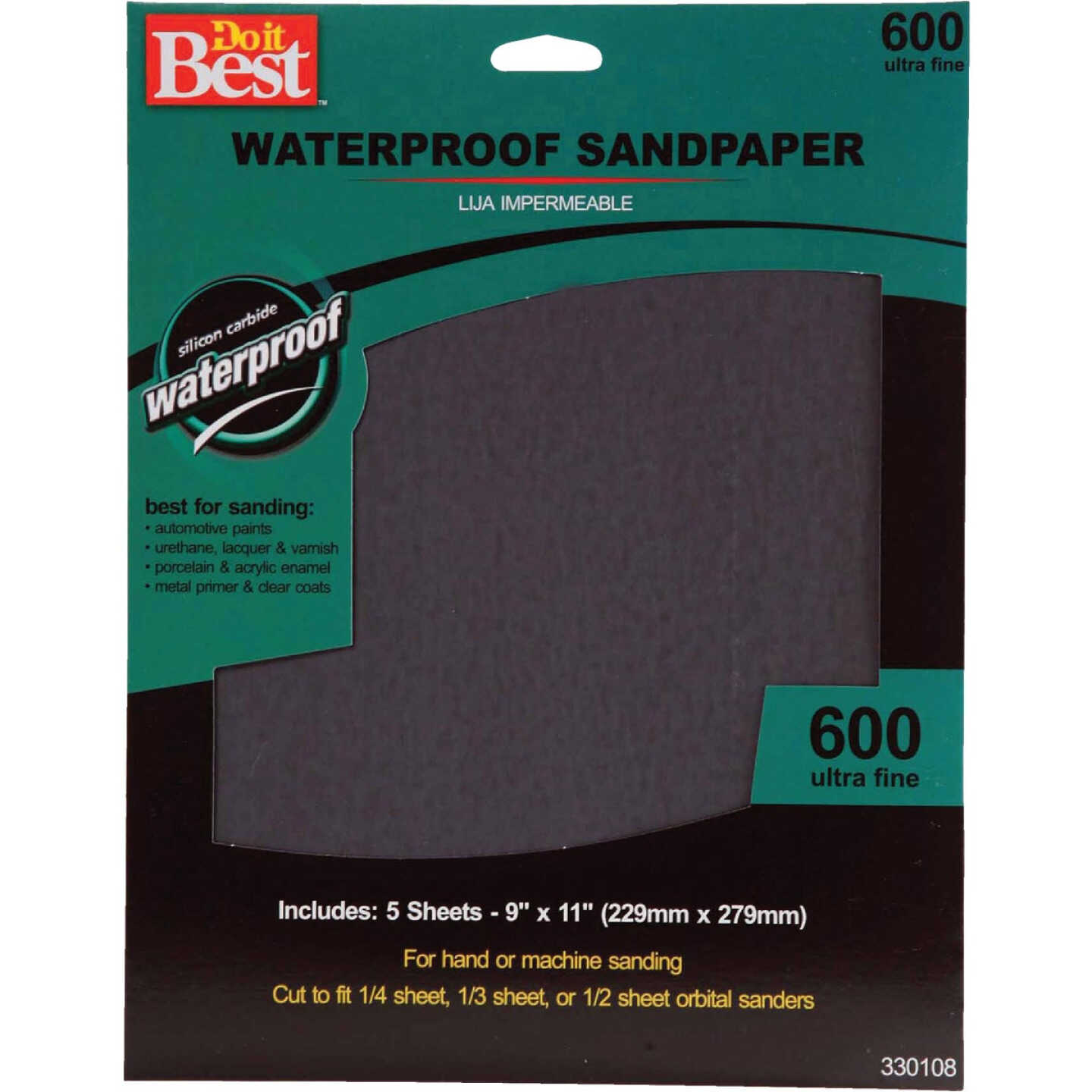 Do it Best Waterproof 9 In. x 11 In. 600 Grit Ultra Fine Sandpaper (5-Pack) Image 1