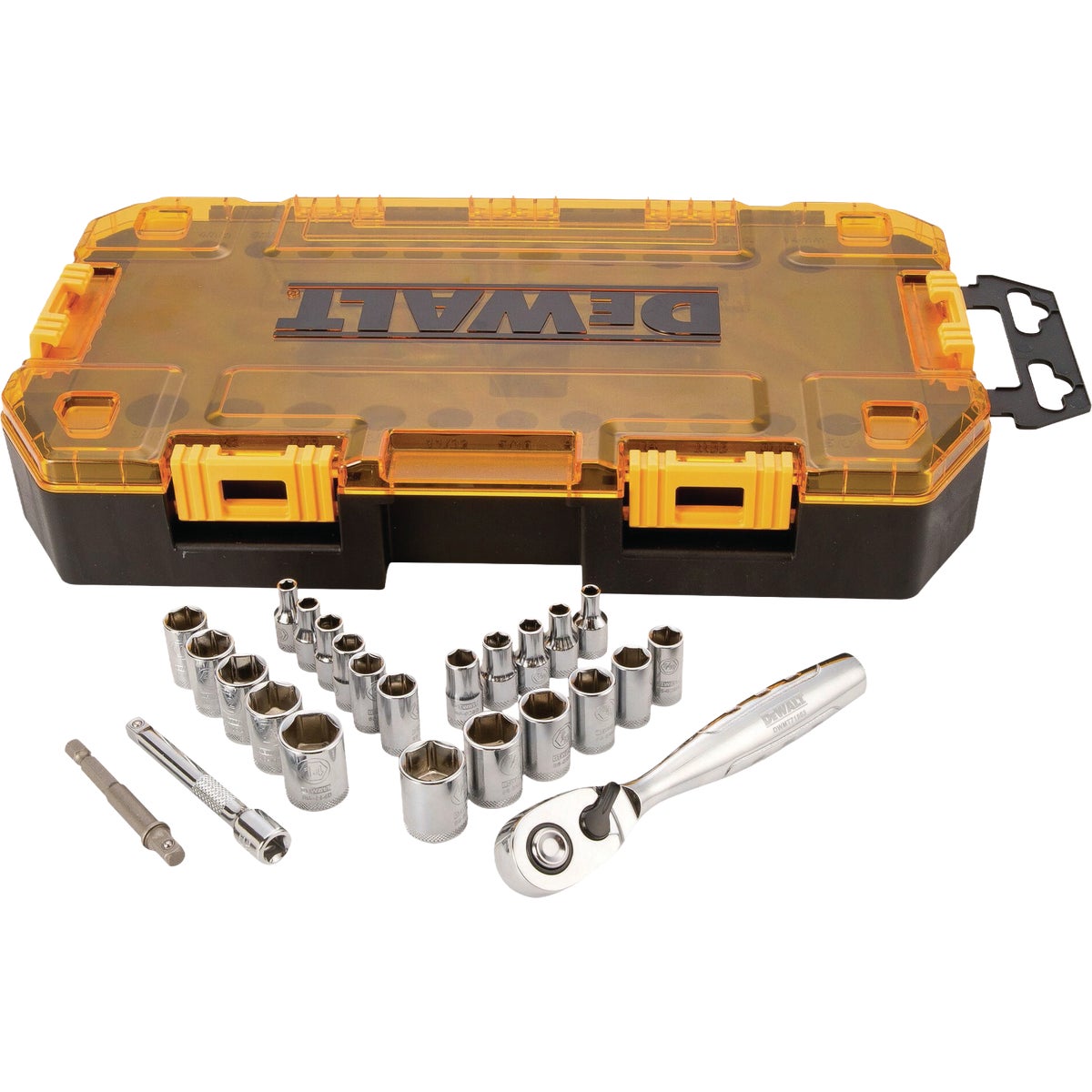 DEWALT 1/4 In. Drive SAE & Metric Ratchet & Socket Set (25-Piece)