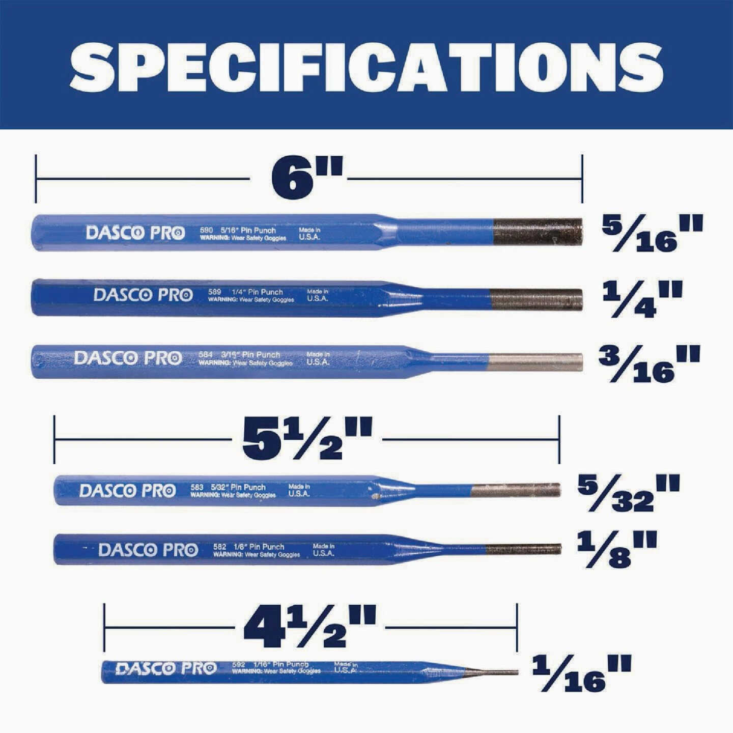Dasco Pro Pin Punch Set (6-Piece) Image 3